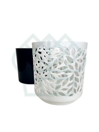 Кашпо Leaves Цв Белый/Анрацит 2,5л (КШ-9572)